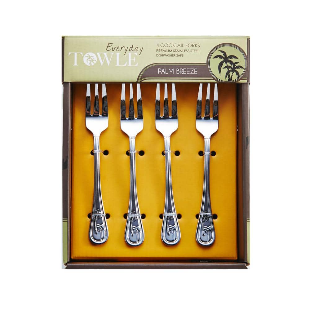 Palm Breeze Stainless Steel Cocktail Forks (Set of 4) - Hercitys