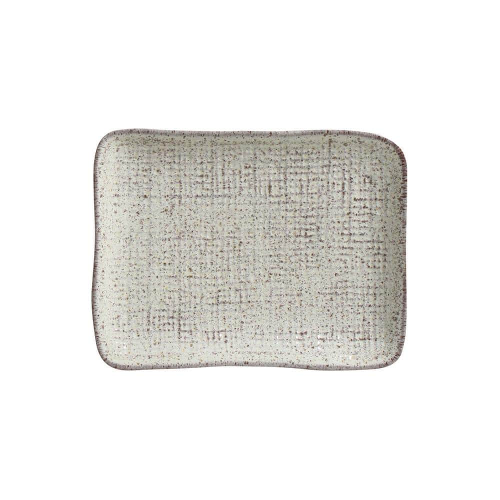 7.08 in. Pistache Teal Stoneware Rectangular Platter Juta (Set of 4) - Hercitys