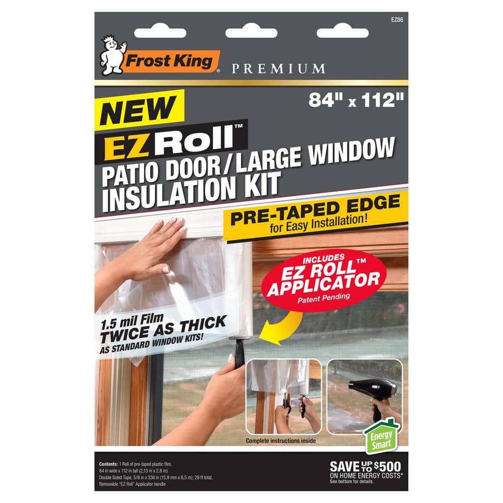 E/O 84 in. x 112 in. Premium Heavy-Duty EZ Roll Shrink Patio Door/Large Window Insulation Kit - Hercitys