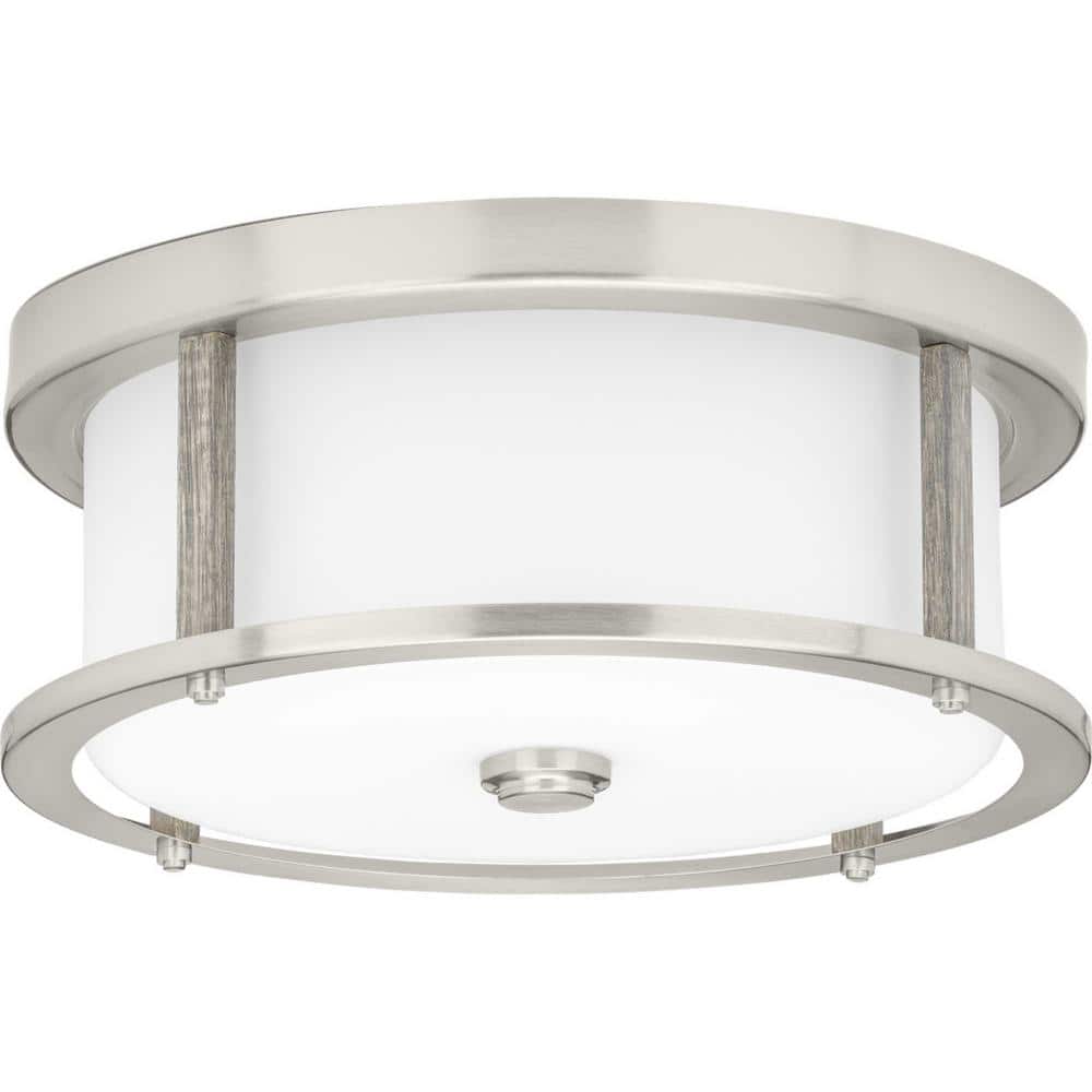 Mast 13 in. 2-Light Brushed Nickel Flush Mount - Hercitys