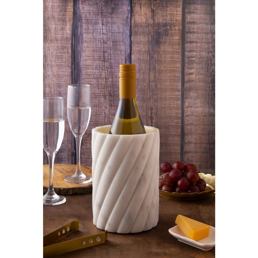 Taraz 1-Bottle White Marble Wine Chiller - Hercitys