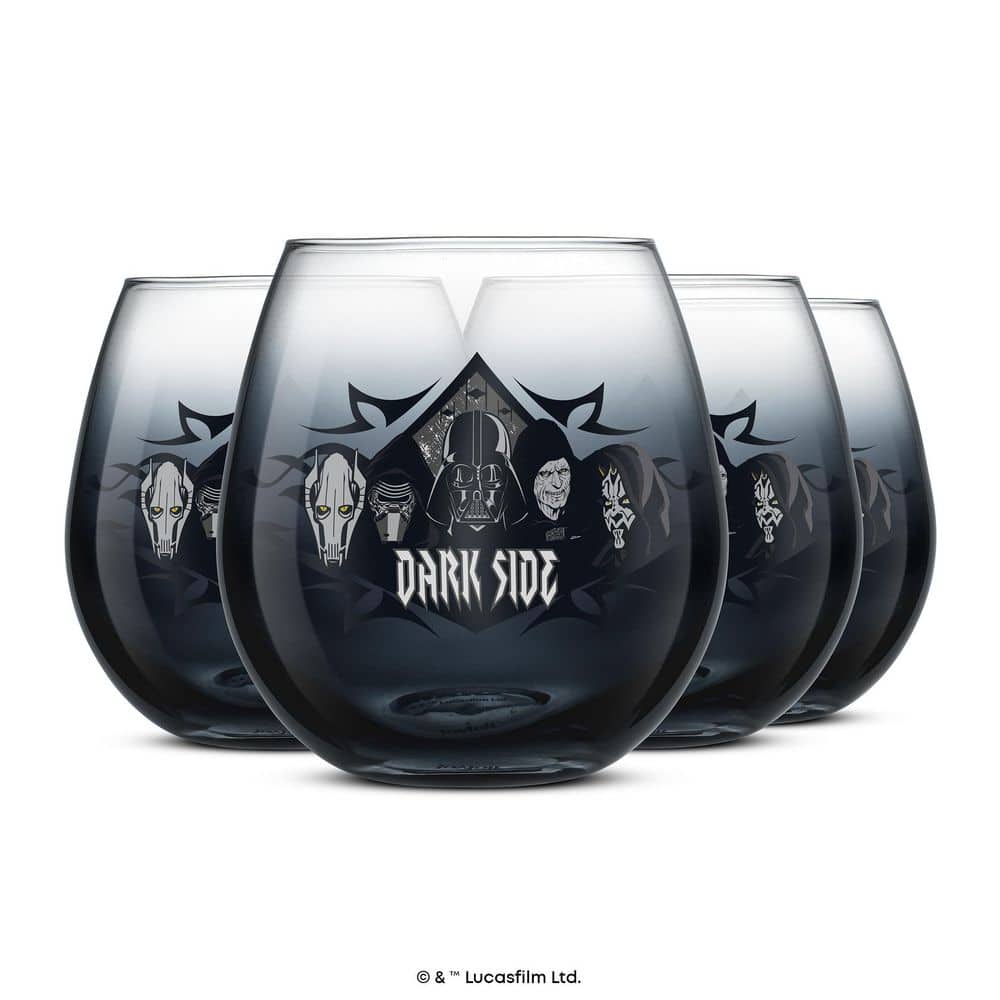 Star Wars Darkside Stemless Drinking Glasses, 15-Ounce, Set of 4 - Hercitys