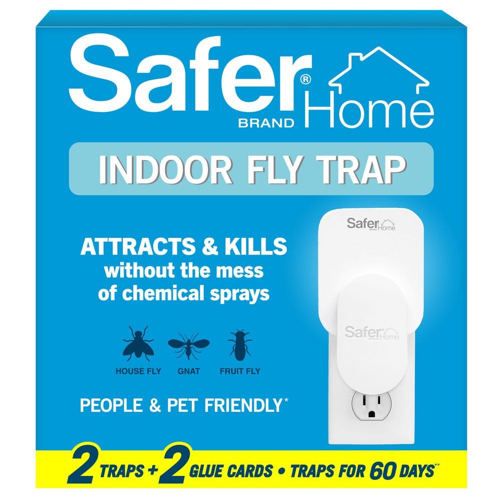 Safer Home Indoor Flying Insect Trap for Fruit Flies, Gnats, Moths, House Flies (2 Plug-In Bases + 2 Refill Glue Cards) - Hercitys