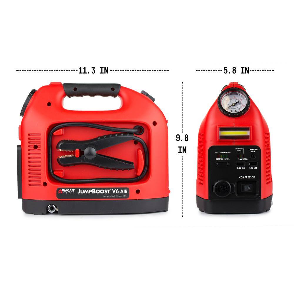 JumpBoost V6 Air 600 Peak Amp Jump Starter with 150 PSI Air Compressor - Hercitys