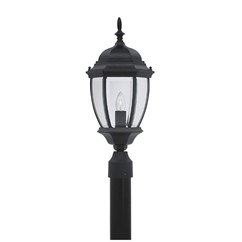 Tiverton 1-Light Black Cast Aluminum Line Voltage Hardwired Outdoor Wet-Rated Post Light with No Bulb Included - Hercitys