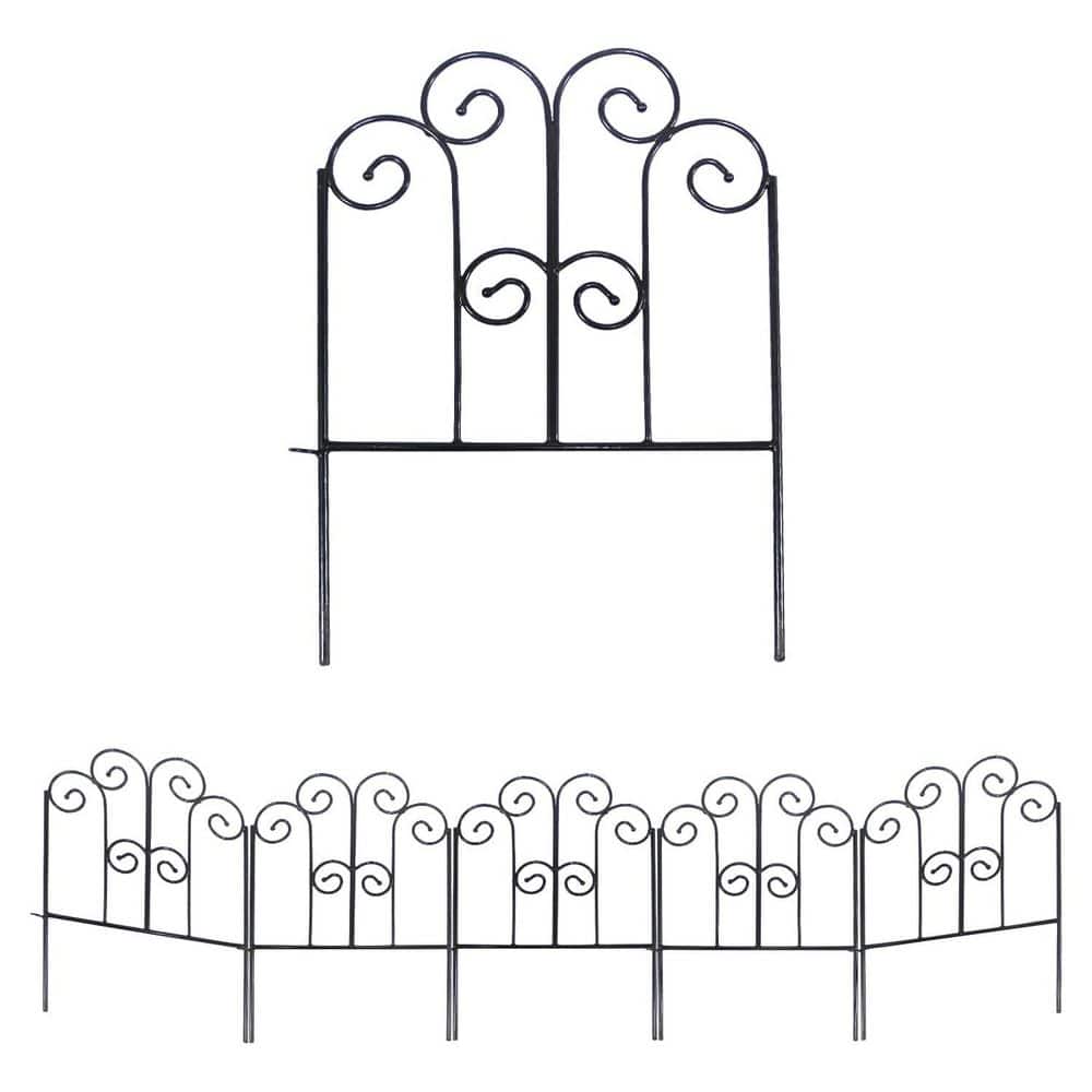 Decorative Iron Garden Fence Panels 17 H Rust-Resistant Metal Scrollwork Design for Flower Beds Pack of 5 - Hercitys