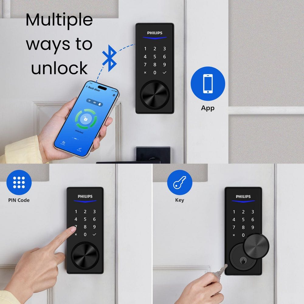 Satin Nickel WiFi Fingerprint Touchscreen Smart Door Lock Deadbolt (Works with Many Smart Devices) - Hercitys