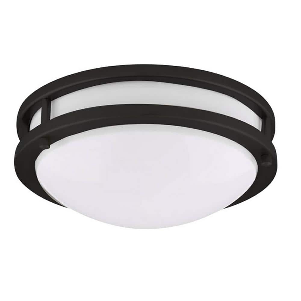 JR 17 in. 1-Light Black LED Flush Mount Light 4000K - Hercitys