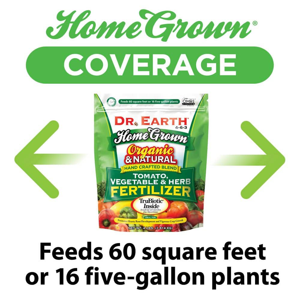 Home Grown 4 lbs. 60 sq. ft. Organic Tomato, Vegetable and Herb Dry Fertilizer 4-6-3 - Hercitys