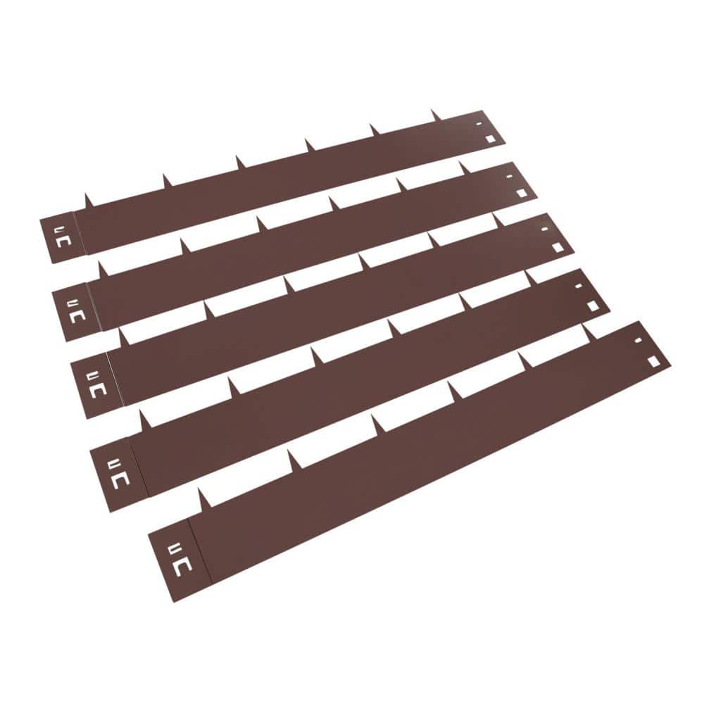 Brown 39 in. x 4 in. x 0.071 in. Steel Landscape Edging Garden Edging Border Outdoor Lawn Decorative Fence (5-Pieces) - Hercitys