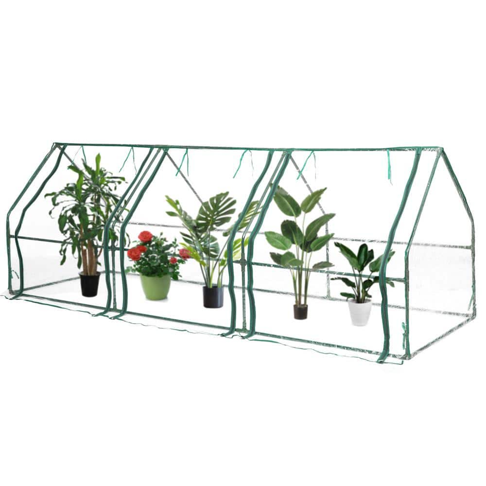 Green Outdoor Waterproof Portable Plant Greenhouse with 2 Clear Zippered Windows, Large - Hercitys