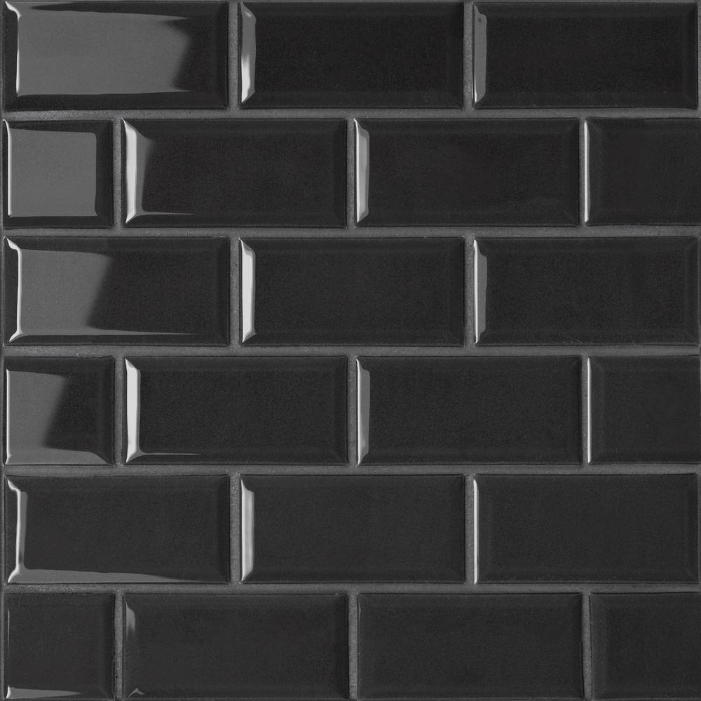 Le Cafe Black 2 in. x 4 in. Rectangle Gloss Porcelain Mosaic Tile (9.25 sq. ft./Case) - Hercitys