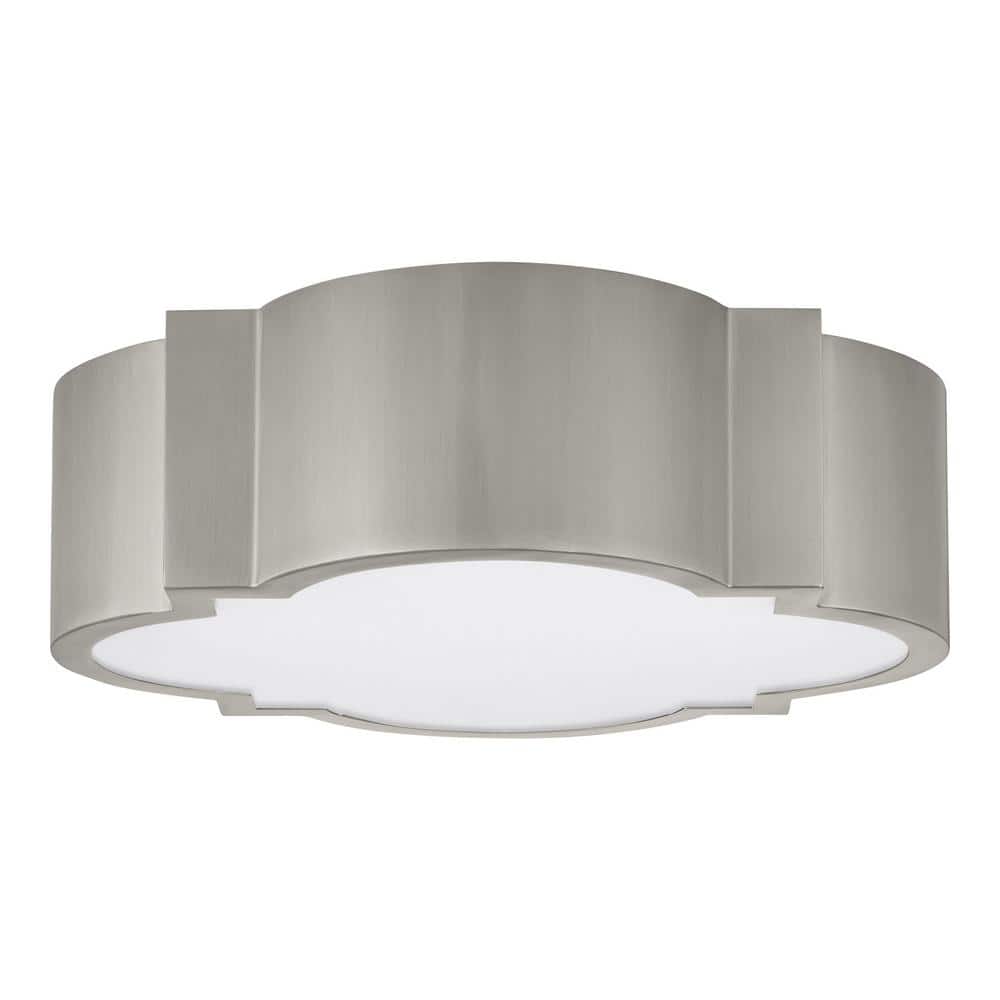 Sarina 15 in. Brushed Nickel 5 CCT Selectable LED Flush Mount with Frosted Acrylic Panel - Hercitys
