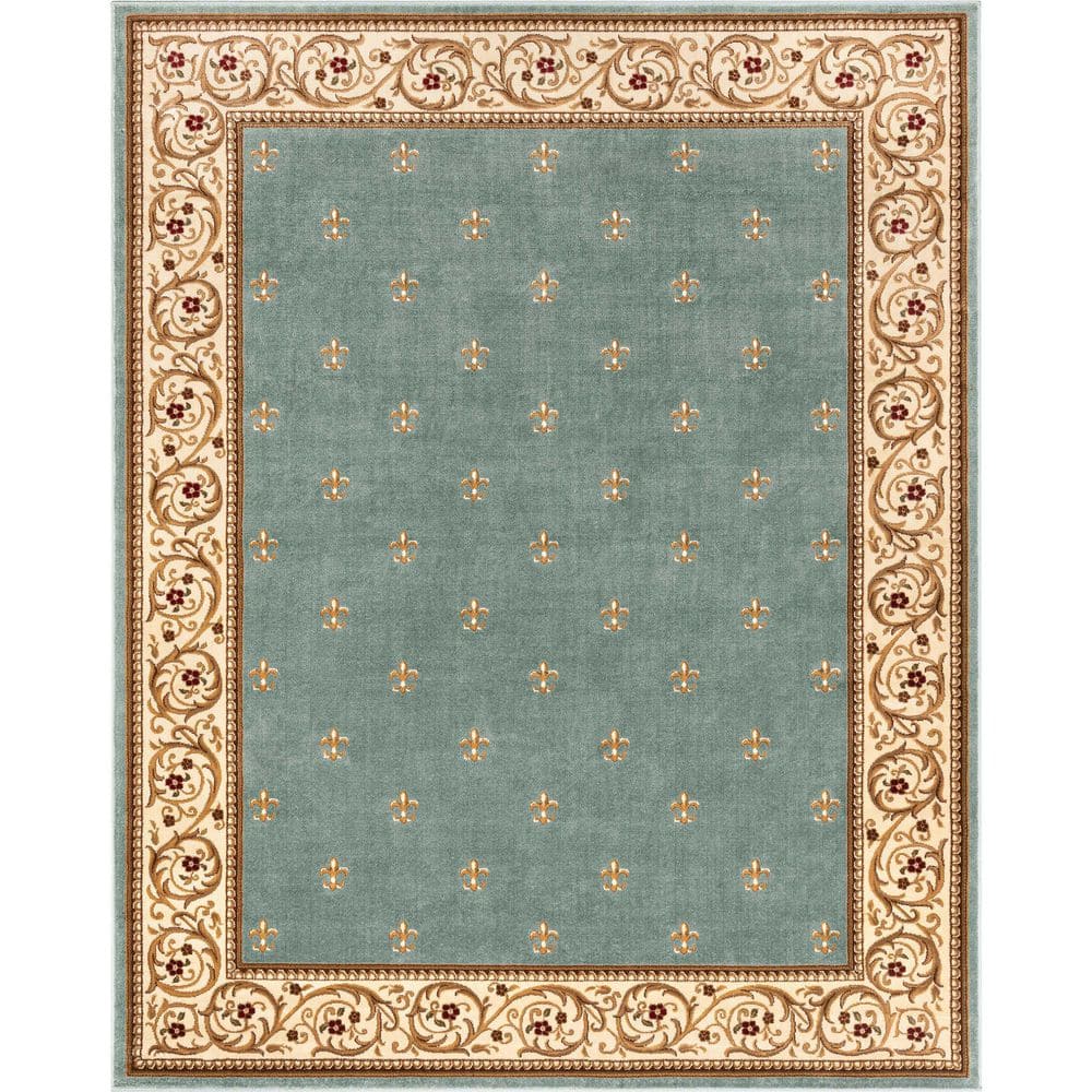 Barclay Fleur De Lis Elegance Traditional Oriental, Light Blue 5 ft. 3 in. x 7 ft. in., Area Rug - Hercitys