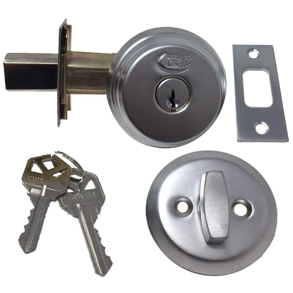 Satin Chrome Arrow Style Door Lock Single Cylinder Deadbolt with 2-3/8 in. Latch and 6 KW1 Keys (3-Pack) - Hercitys