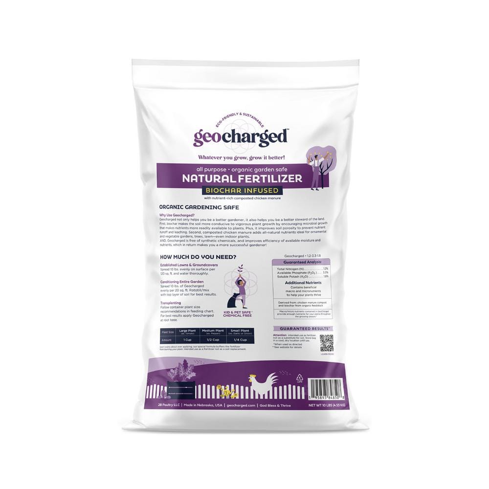 Organic Fertilizer Biochar plus Chicken Manure Indoor Outdoor, Kid and Pet Safe, No Odor Super Plant Food, 10 lbs. - Hercitys