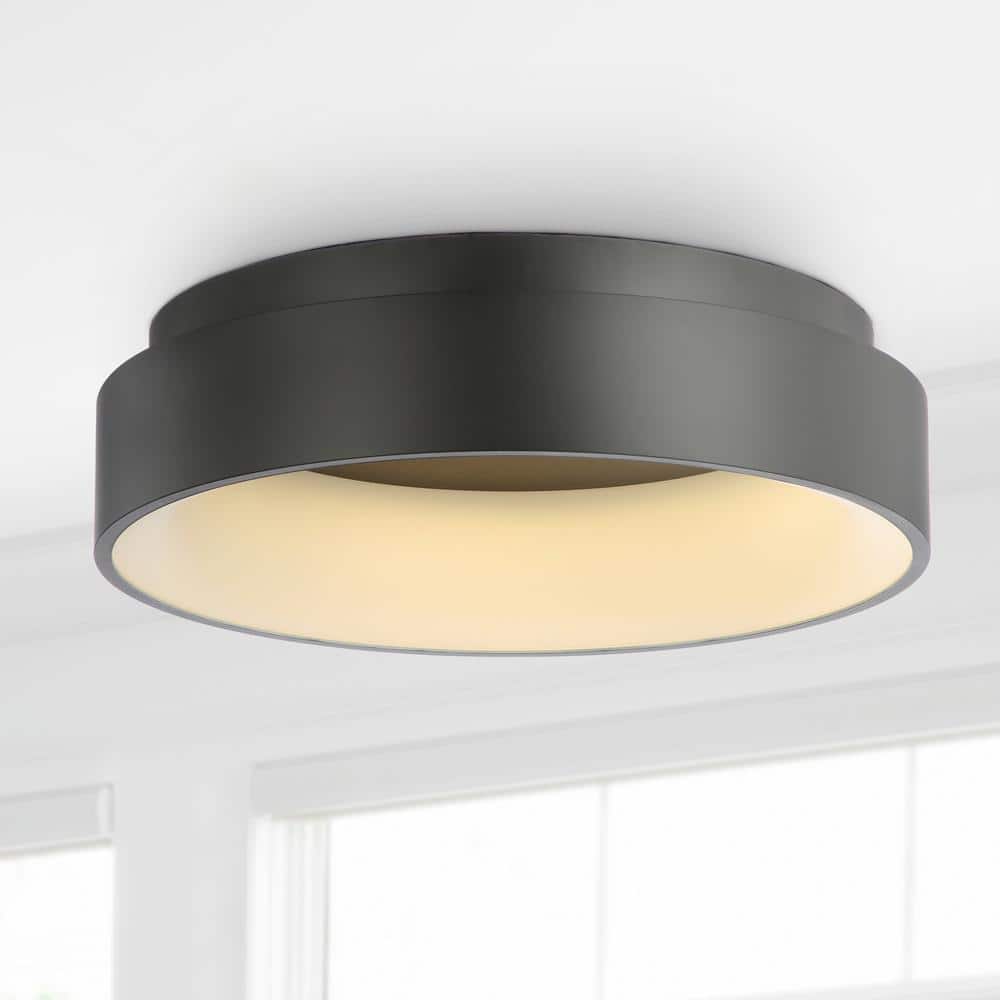 Ring 17.7 in. Black Integrated LED Metal Flush Mount Ceiling Light - Hercitys