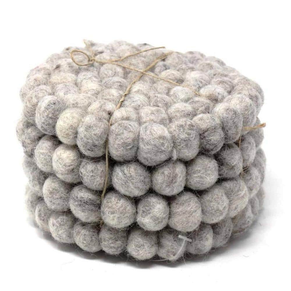 Light Grey Felt Ball Coasters (4-Pack) - Hercitys