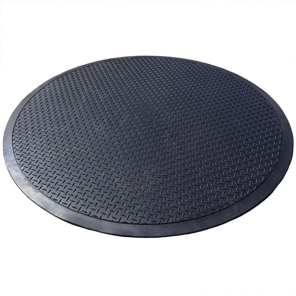 Black Circular Rubber Outdoor Swing Set Mat 48 in. Dia - Hercitys