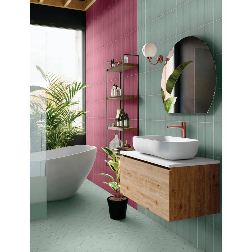 Stencil Mint 4 in. x 12 in. Glazed Porcelain Linear Floor and Wall Tile (8.72 sq. ft./case) - Hercitys