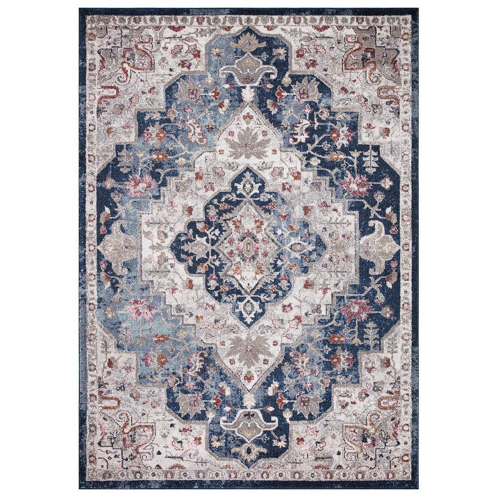 Vintage Collection Montreal Navy 5 ft. x 7 ft. Medallion Area Rug - Hercitys