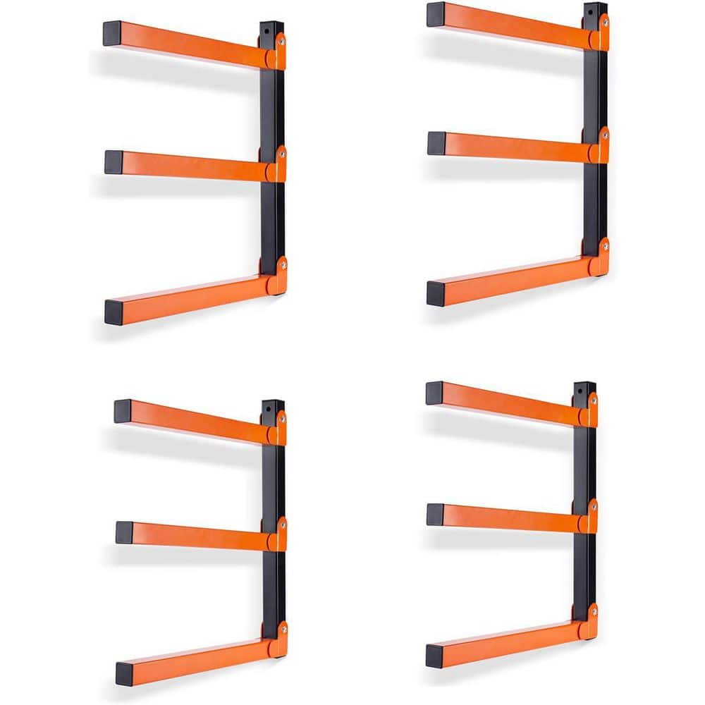 Wall Mount Wood Organizer and Lumber Storage Metal Rack with 3-Level – Indoor and Outdoor Use (4-Pack) Orange - Hercitys