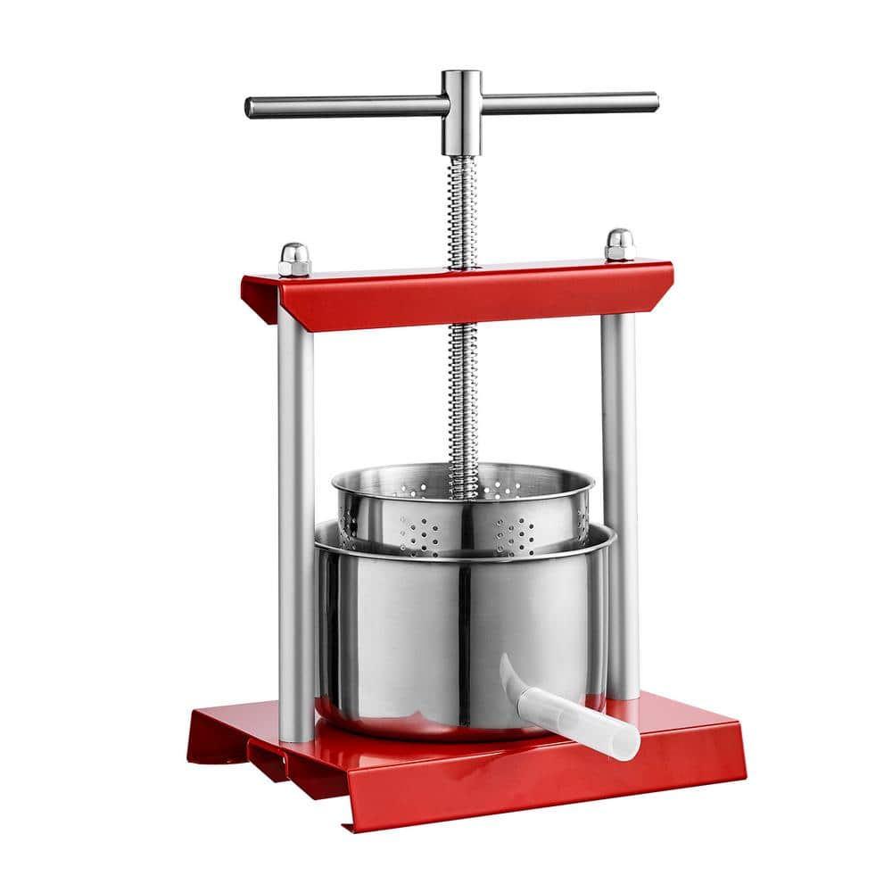 Fruit Wine Press, 1.6 gal./6 l, 2-Stainless Steel Barrels, Manual Juice Maker for Outdoor, Kitchen, and Home - Hercitys