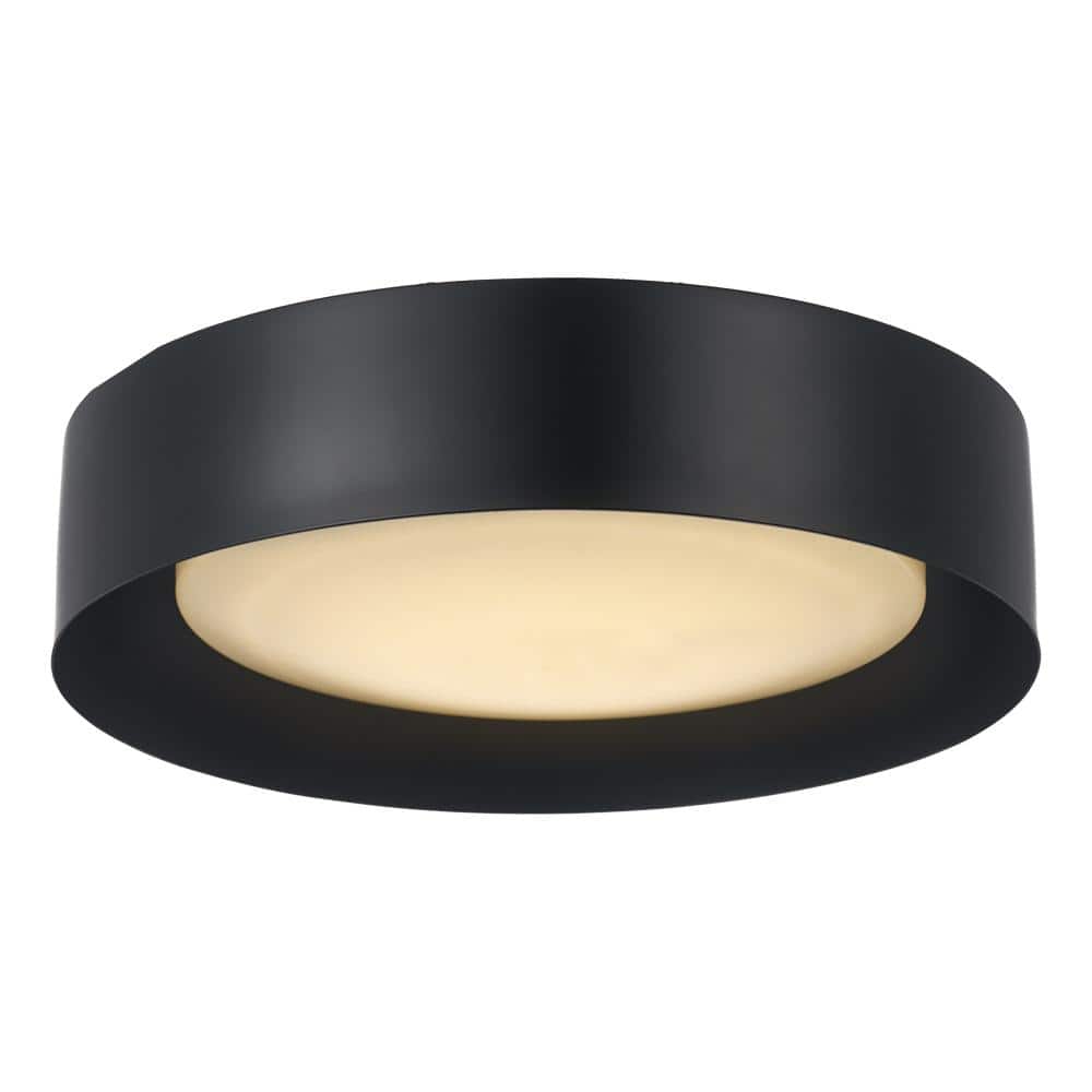 Monteaux 13 in. Black Integrated LED Flush Mount Ceiling Light Fixture with Acrylic Shade - Hercitys