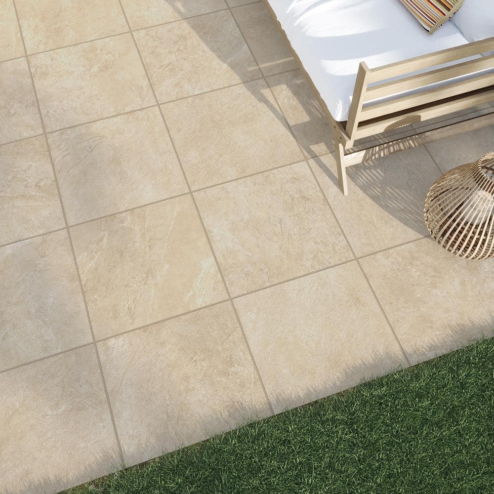 Slate White 24 in. x 24 in. x 0.75 in. Stone Look Porcelain Paver (Case of 2) - Hercitys