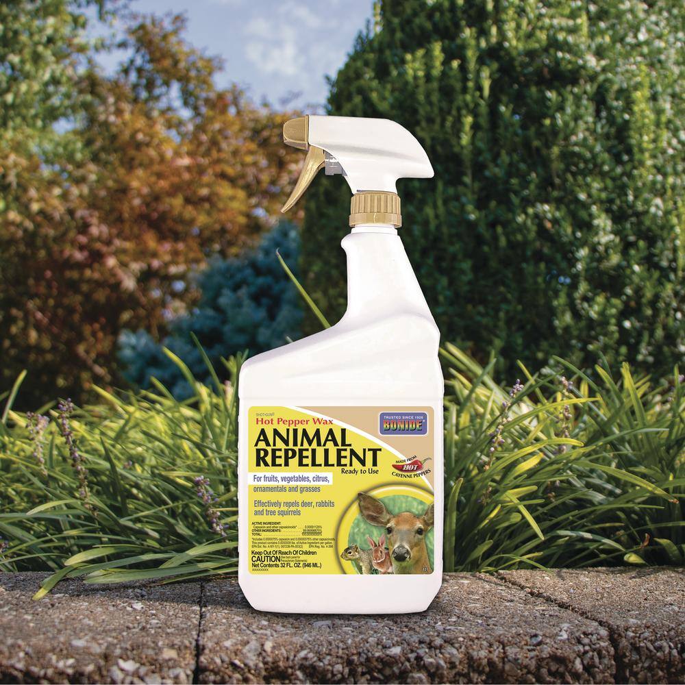 Hot Pepper Wax Animal Repellent, 32 oz Ready-to-Use Spray for Deer, Squirrels, Rabbits in Lawn and Garden - Hercitys