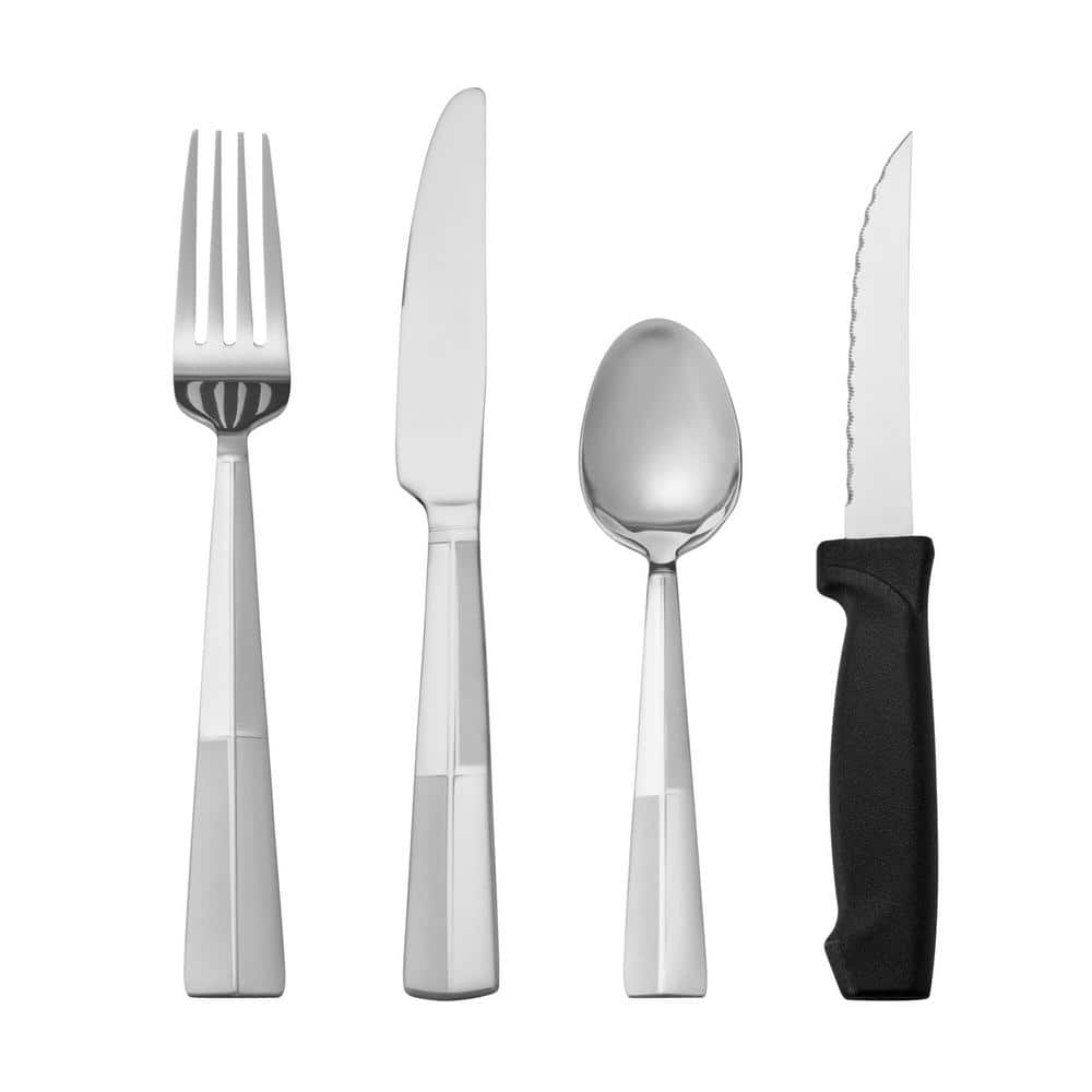 Arabesque Frost 16-pc Flatware Set w/Steak Knives, Service for 4, Stainless Steel - Hercitys