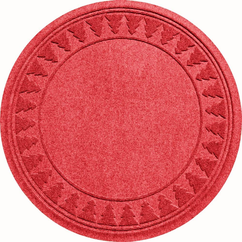 Waterhog Pine 35 in. Round PET Polyester Indoor Outdoor Tree Skirt Solid Red - Hercitys