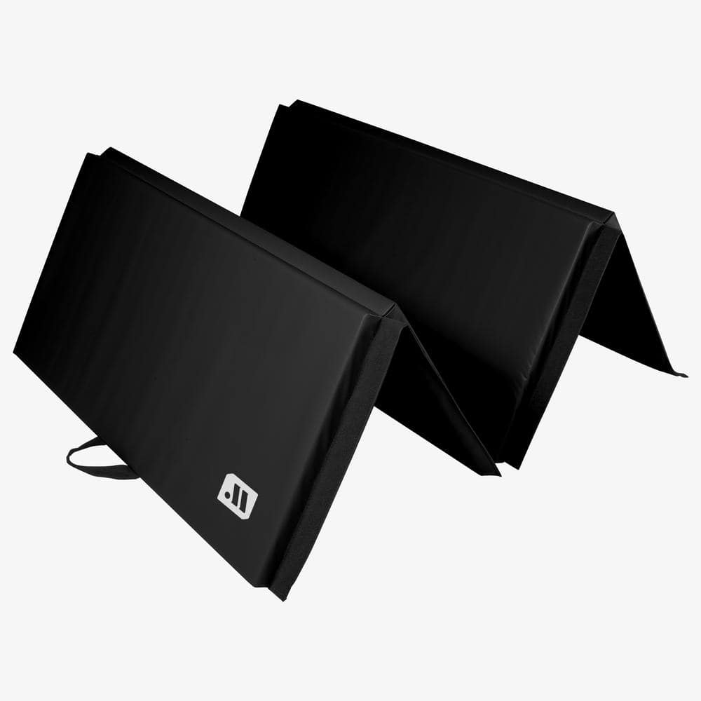 Black 48 in. W x 96 in. L x 2 in. T Vinyl Personal Fitness and Exercise Gym Flooring Mat Gymnastics (32 sq. ft.) - Hercitys