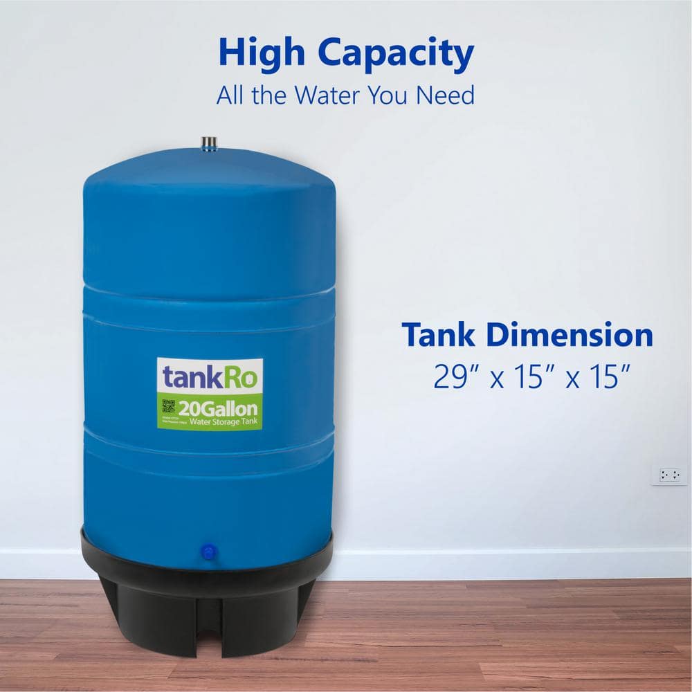 tankRO – RO Water Filtration System Expansion Tank – 20 Gal. Water Capacity – Reverse Osmosis Storage Pressure Tank - Hercitys