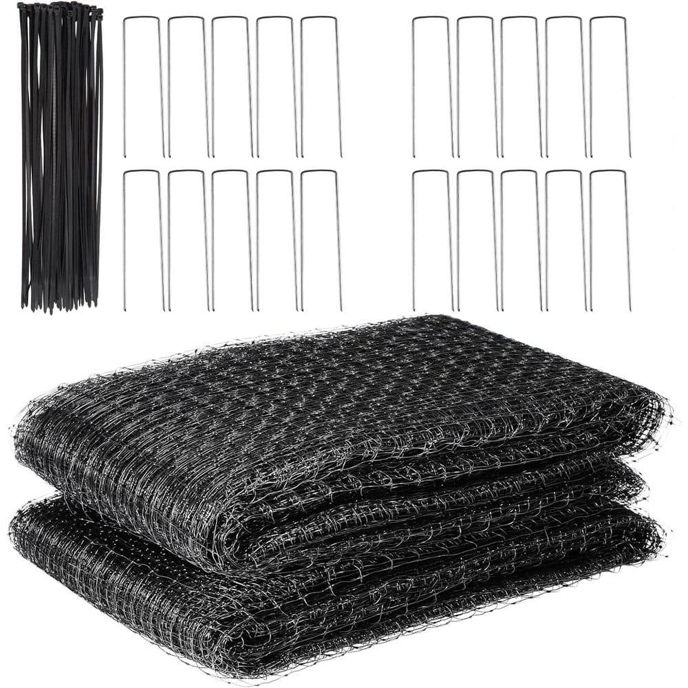 Outdoor Garden Bird Netting 7 ft. x 100 ft. with Ground Pegs and Cable Ties - Hercitys
