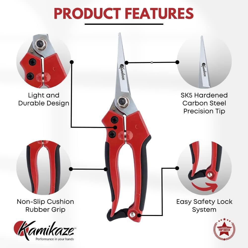 7.8 in. Pruning Shears with Hardened Blade, 0.6 in. Cut Capacity, Ergonomic Aluminum and Rubber Non-Slip Handle - Hercitys