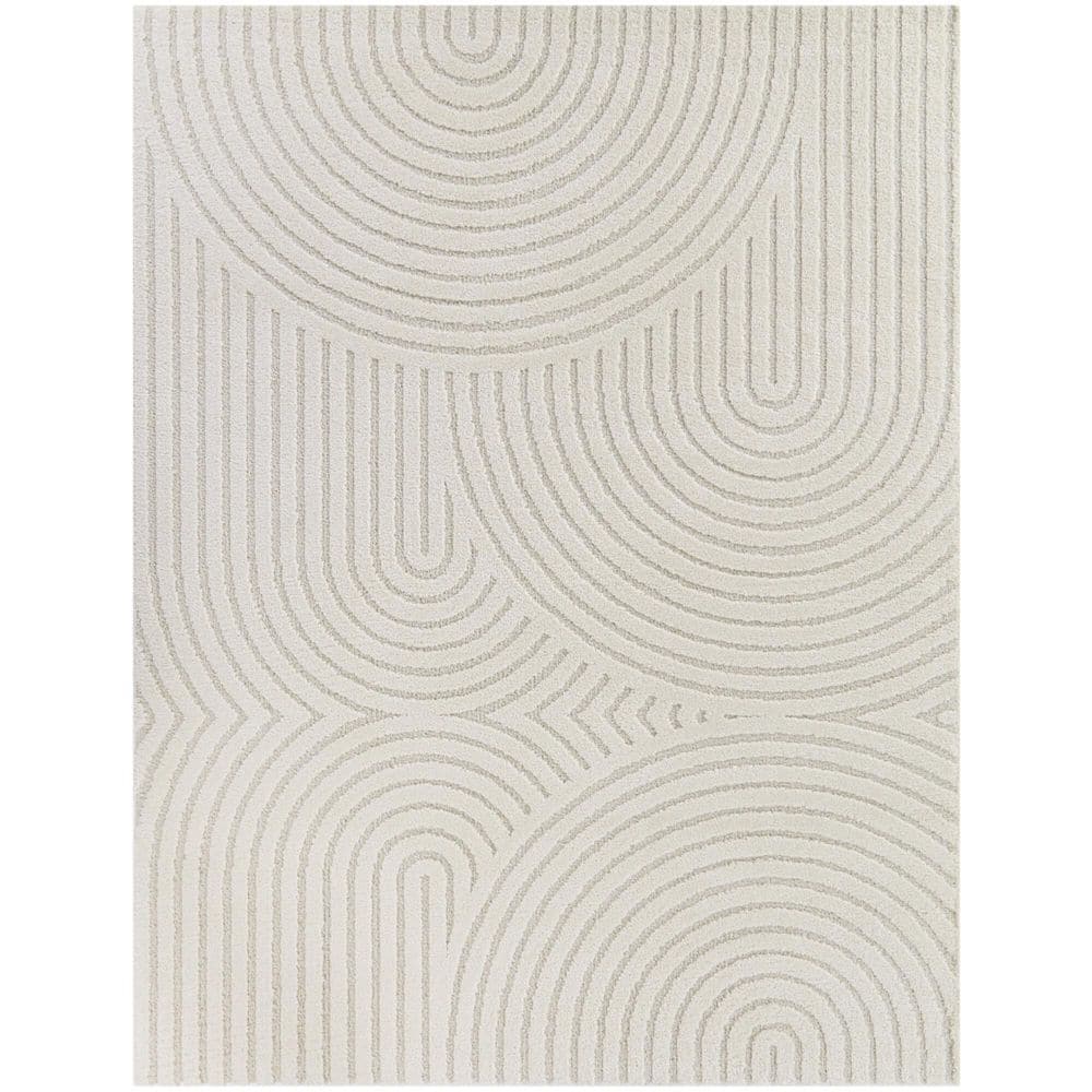 Caserio Cream 5 ft. 3 in. x 7 ft. Abstract Area Rug - Hercitys