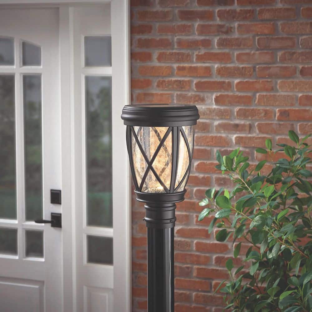 Ravencrest 120 Lumens Black Outdoor Solar Post Lantern - Hercitys