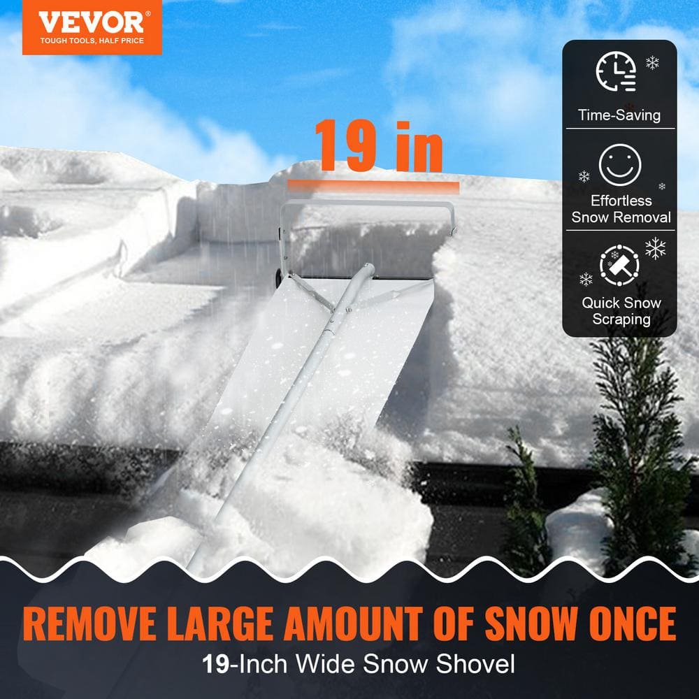Snow Roof Rake 30 ft. Reach Aluminium Roof Shovel Slide Cloth Premium 19 ft. Blade Snow Removal Tool Safe Roof Roll - Hercitys