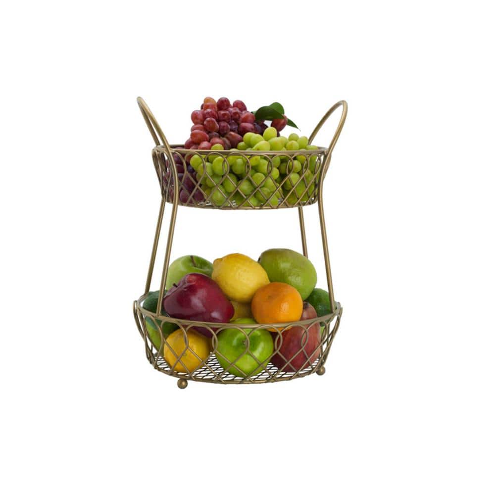Loop and Lattice 2-Tier Round Basket - Hercitys