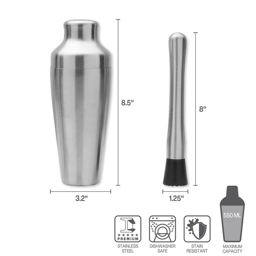 Satin Finished 5-pc Bar Tool Set, Stainless Steel - Hercitys