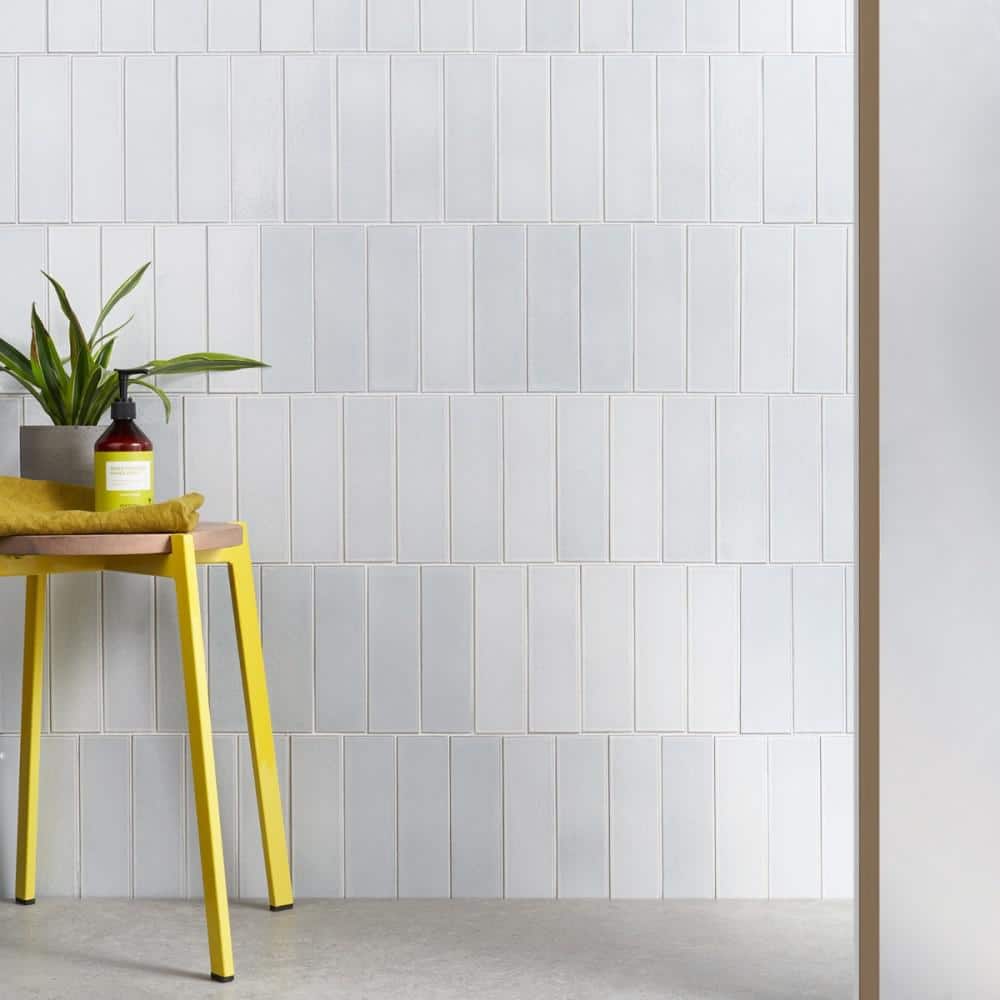 Vibe Milk White 2.36 in. x 7.87 in. Glossy Lava Stone Cement Subway Wall Tile (3.88 sq. ft./Case) - Hercitys