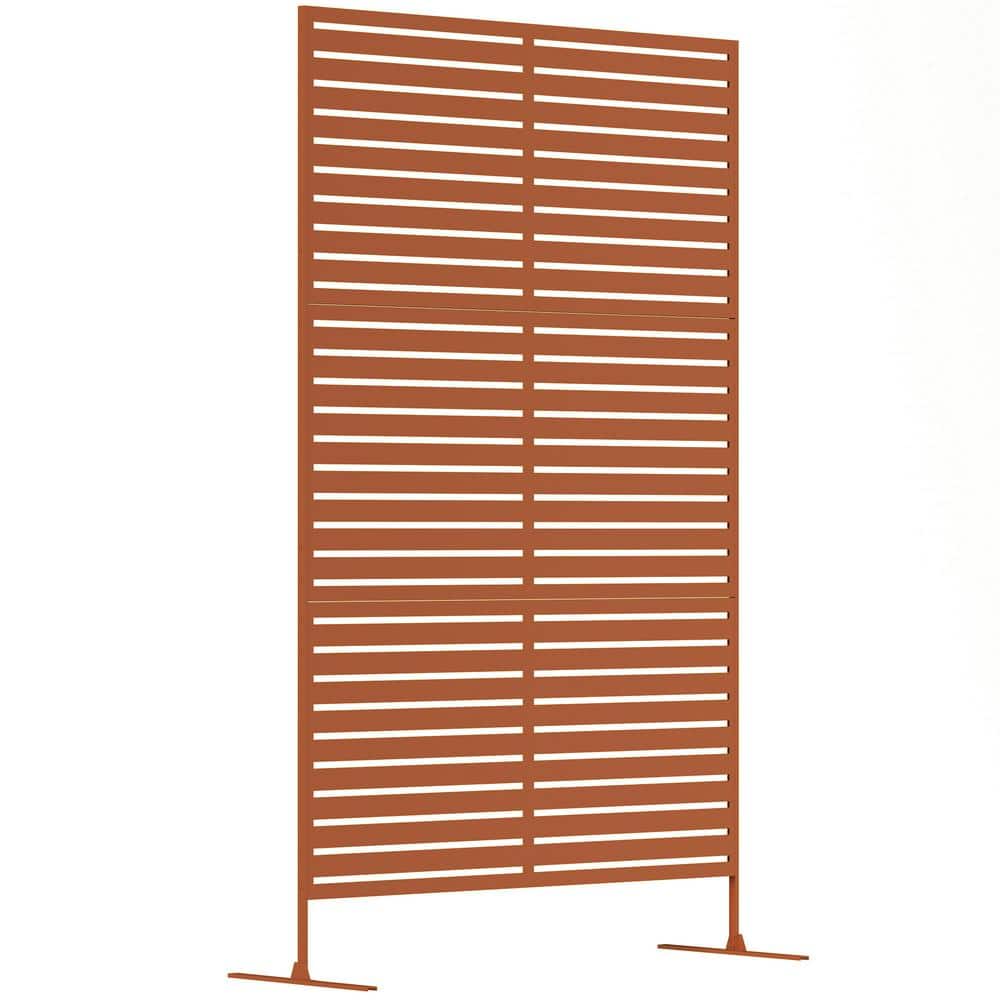 Steel Outdoor Privacy Screen, 78 in. H x 48 in. W Decorative Privacy Fence Screen, Freestanding Outdoor Divider Stand - Hercitys