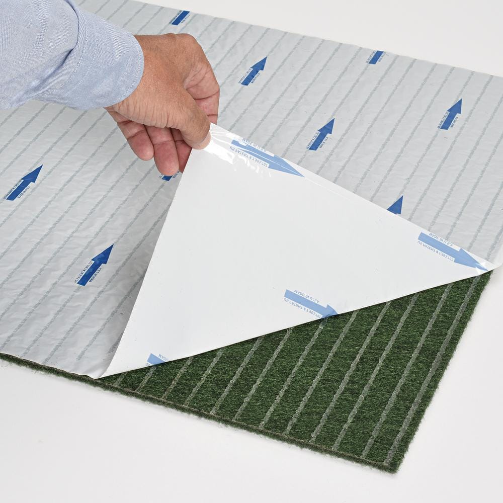 Grizzly Grass – Slate – Gray 24 x 24 in. Peel and Stick Artificial Grass Carpet Tile Square (60 sq. ft.) - Hercitys