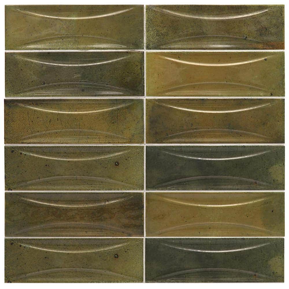 Antiek Green 2.58 in. x 7.9 in. Glossy Ceramic Subway Deco Wall Tile (5.38 sq. ft./case) (38-pack) - Hercitys