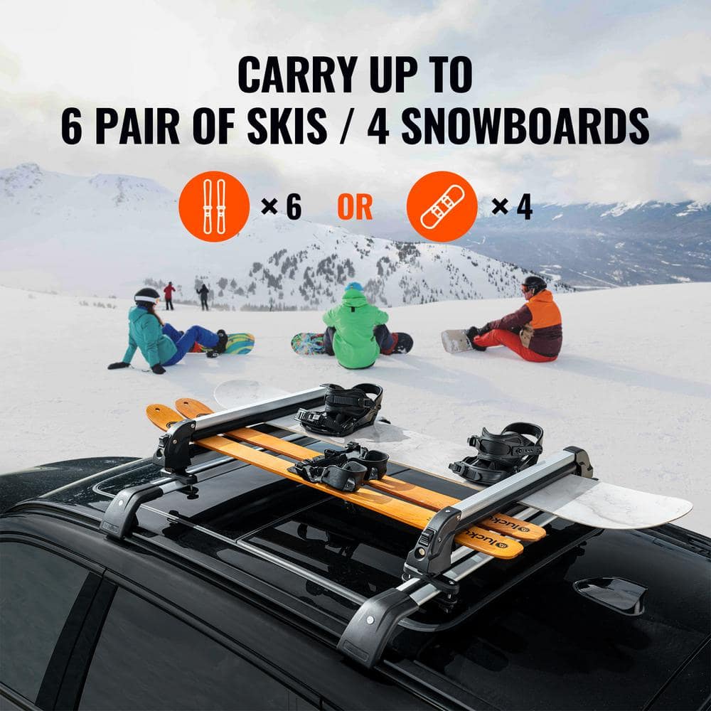 Ski and Snowboard Roof Rack, 31.7 in. Universal Ski Rack for Car Roof Fit Most Crossbars, Carry up to 6 Pairs of Skis - Hercitys