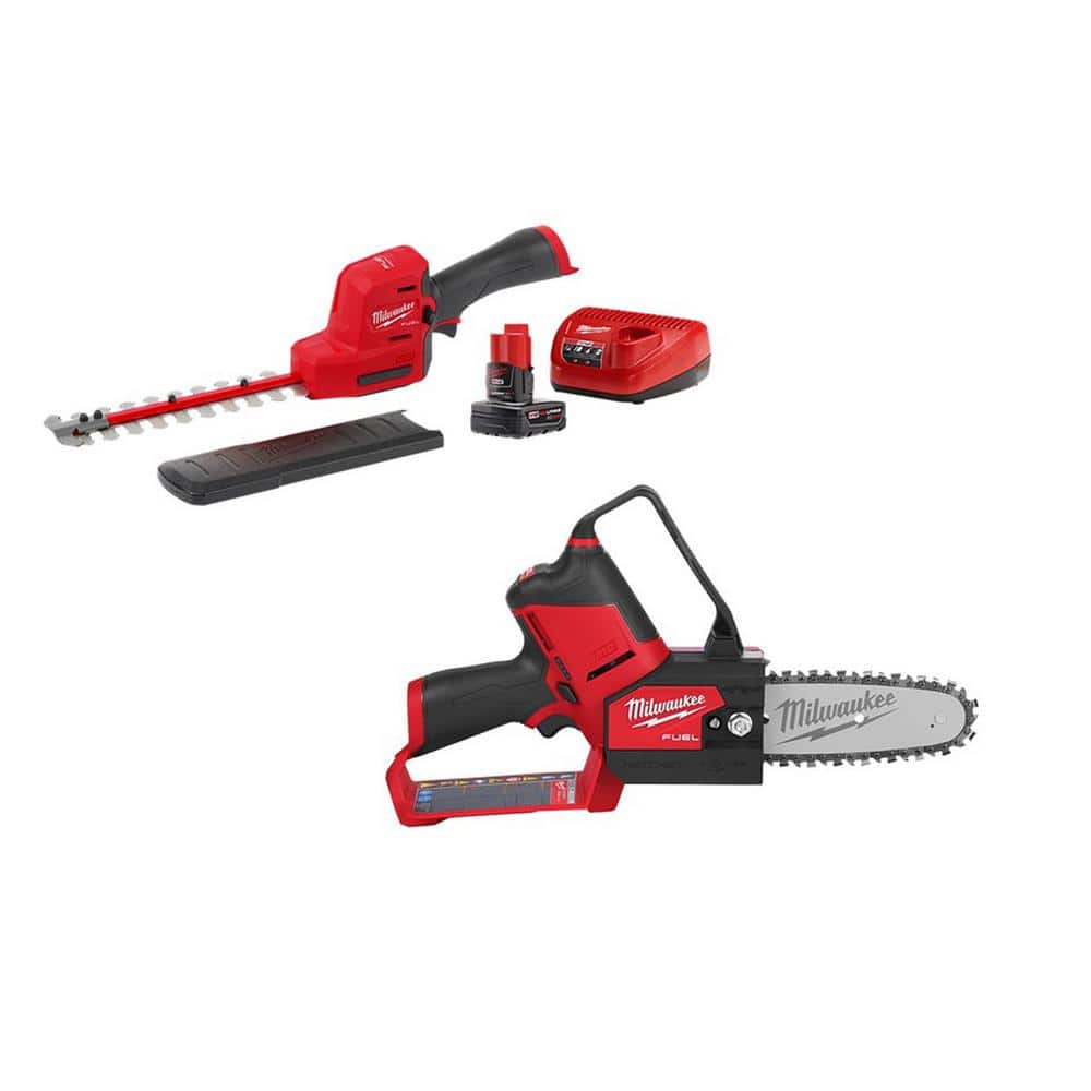 M12 FUEL 8 in. 12V Lithium-Ion Brushless Cordless Hedge Trimmer Kit with M12 FUEL 6 in. HATCHET Pruning Saw (2-Tool) - Hercitys