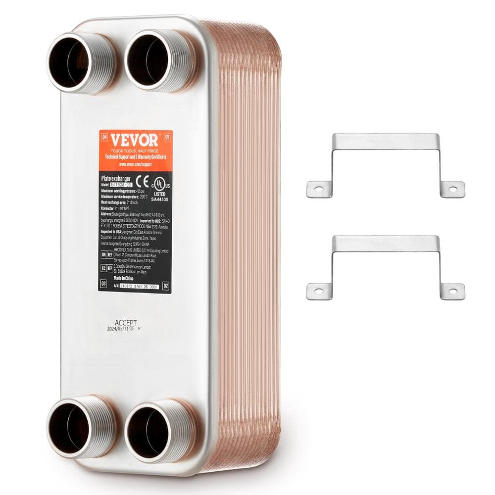 Heat Exchange 5 in. x 12 in. 30 Plates Brazed Plate Heat ExchangerCopper/316L Stainless Steel Water Heat Exchanger - Hercitys