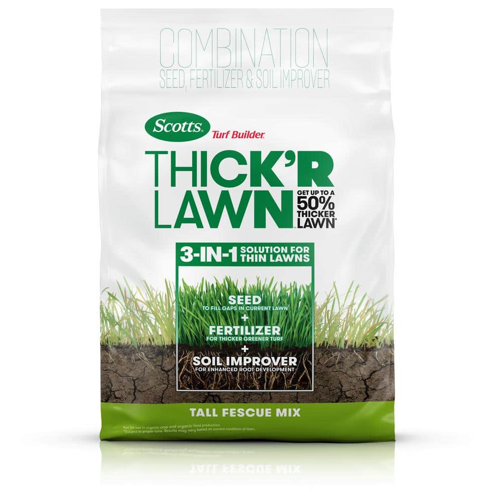 Turf Builder 12 lbs. 1,200 sq. ft. THICK’R LAWN Grass Seed, Fertilizer, and Soil Improver for Tall Fescue - Hercitys
