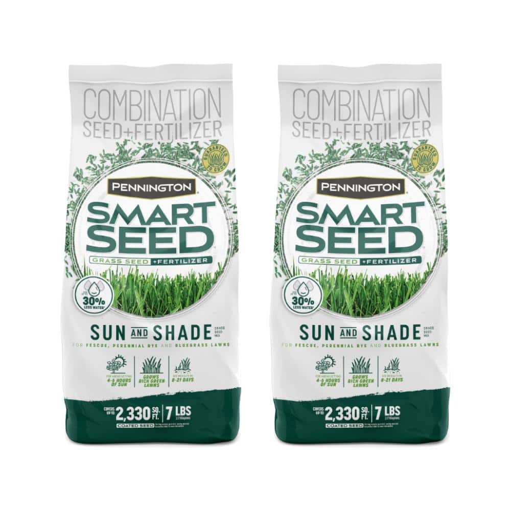 Smart Seed Sun and Shade North 7 lb. 2,330 sq. ft. Grass Seed and Lawn Fertilizer (2-Pack) - Hercitys